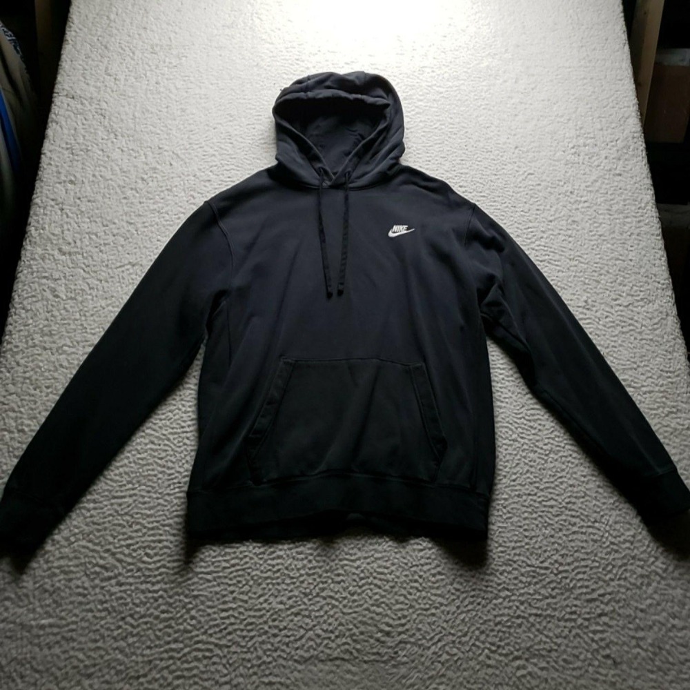 Nike Hoodie Mens LT Big Tall Black Fleece Pullover Swoosh Kangaroo Pocket